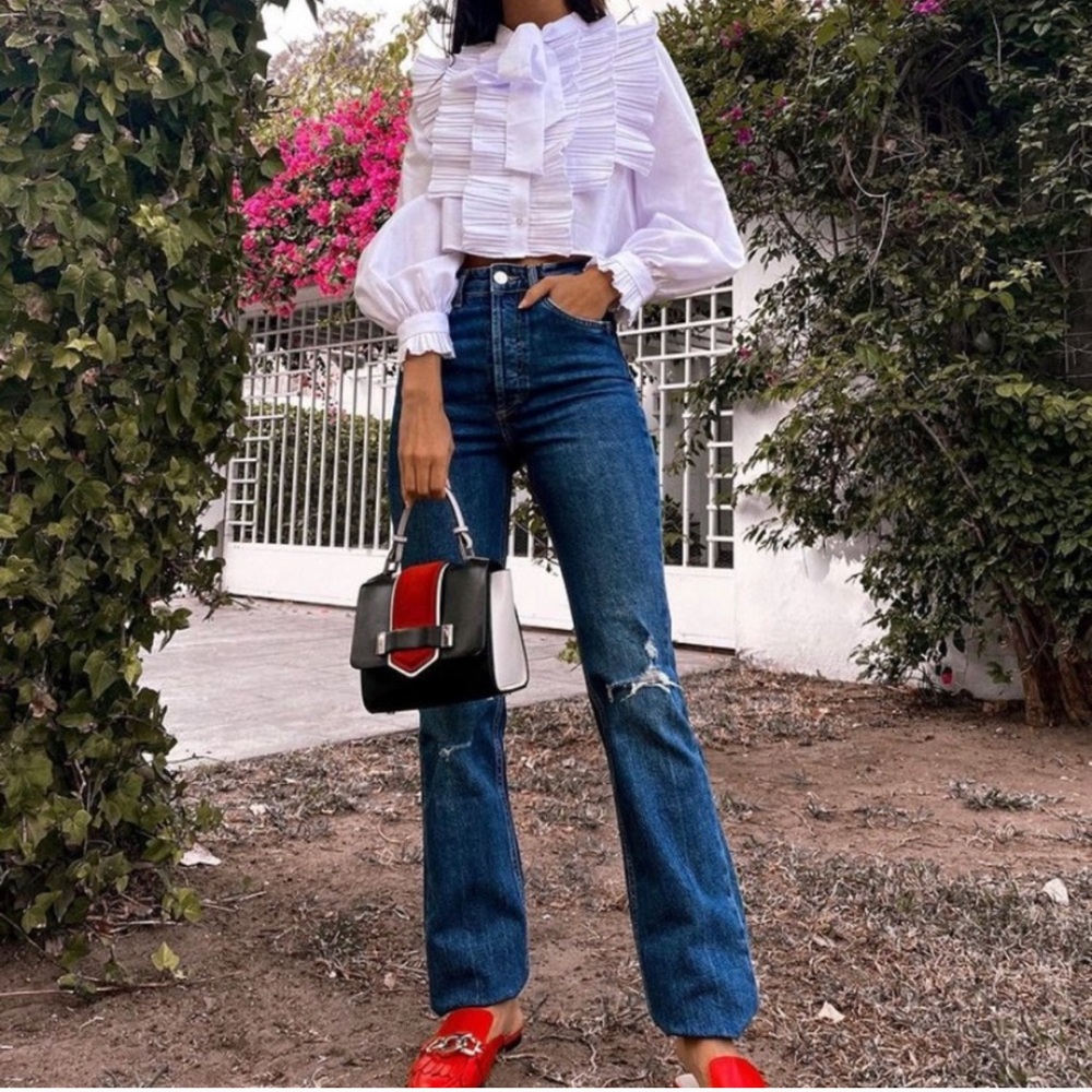 NWT ZARA Poplin Bow Shirt M Blogger’s Favorite - Picture 4 of 7